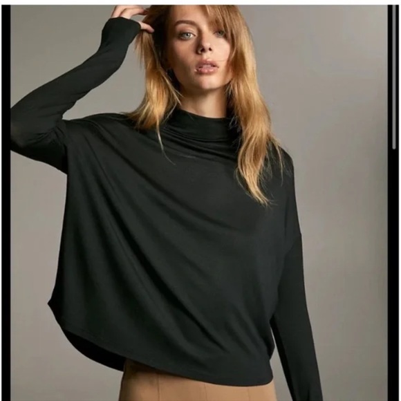 Babaton mock neck black long sleeve top - Picture 1 of 5
